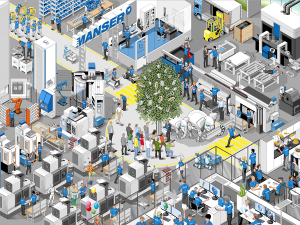 Wimmelbild Manser